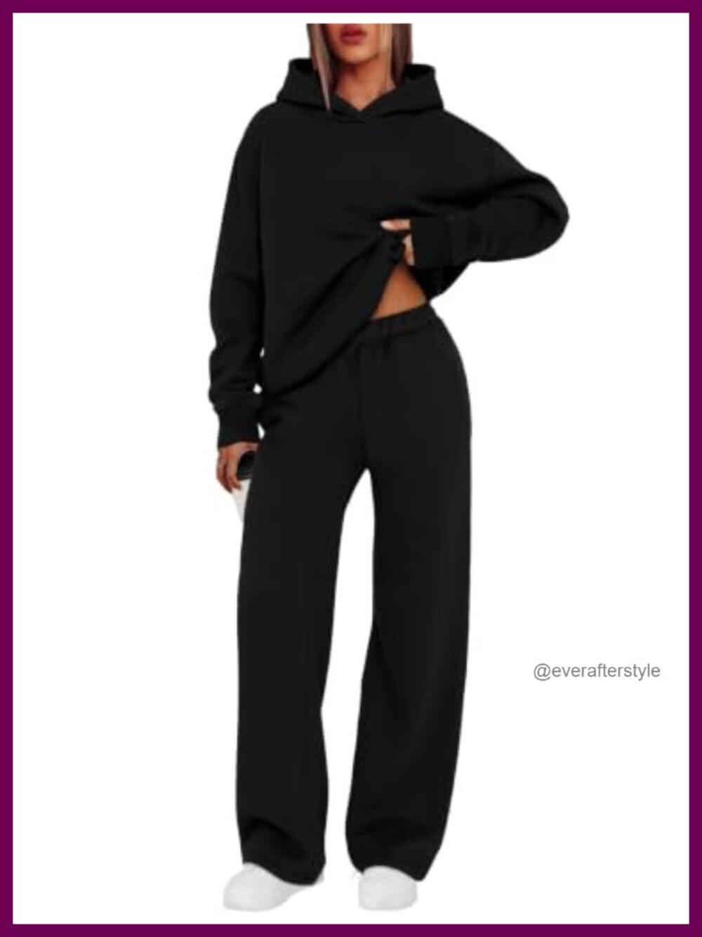 Women's Two Piece Sweatsuit Set Hoodie Wide Leg Sweatpants